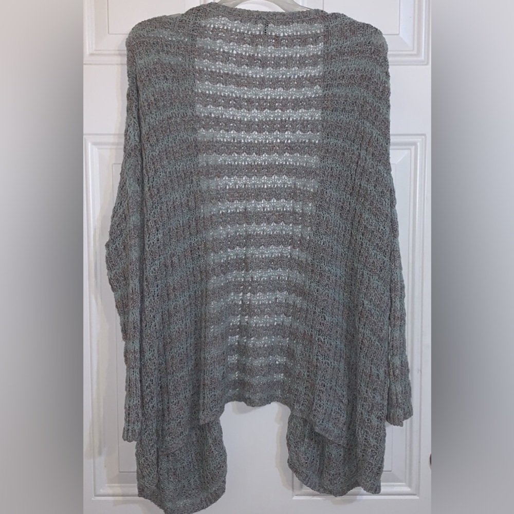 Free People Open Front Light Knit Cardigan Pockets Women’s M Marble Blue Boho - Picture 5 of 10